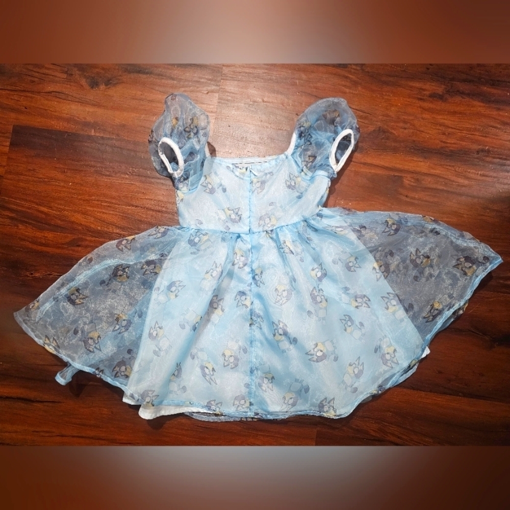 Blue Floral Kids Casual Dress - Picture 4 of 4